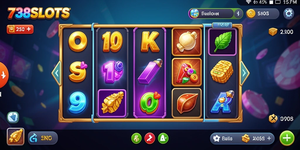 Tampilan gameplay 738SLOTS dengan mesin slot yang menarik.