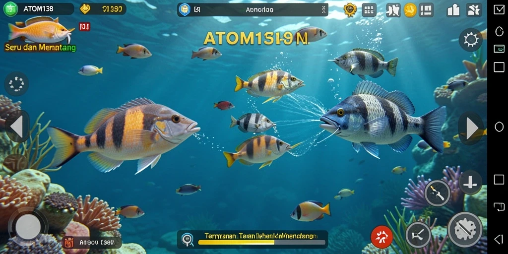 Screenshot ATOM138 menampilkan gameplay seru Tembak Ikan.