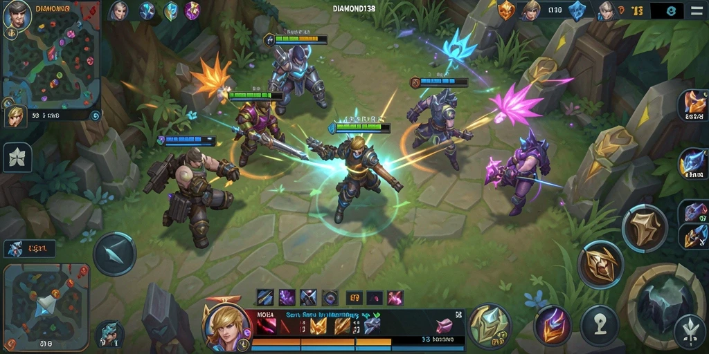 Tampilan gameplay seru DIAMOND138 dalam pertempuran tim.