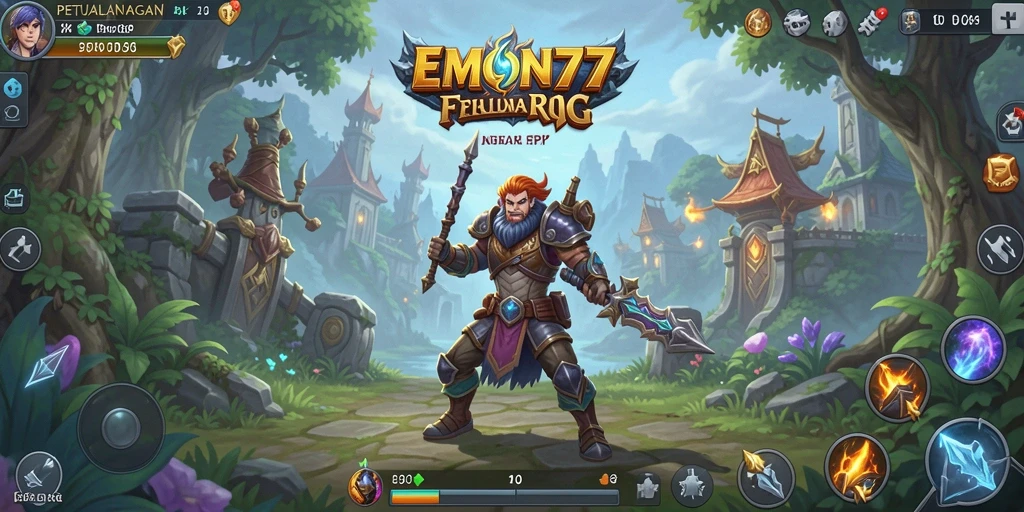 Tampilan menarik dari gameplay RPG di EMON77.