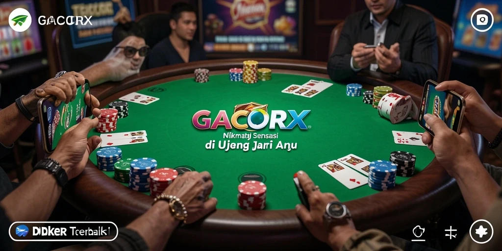 Tangkapan layar utama GACORX menampilkan momen seru dalam permainan Poker.