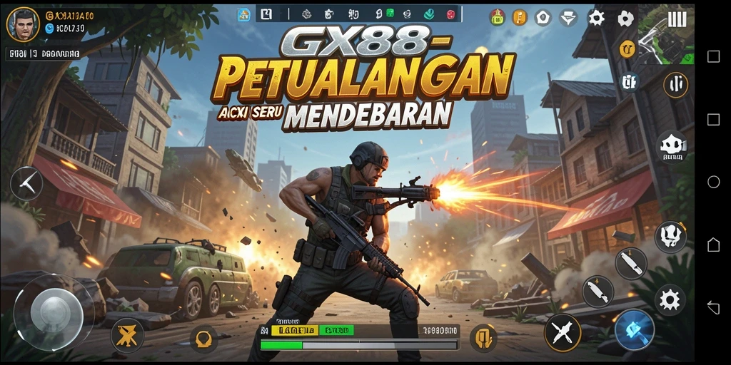 Tangkapan layar GX88 menampilkan aksi mendebarkan dalam gameplay yang intens.