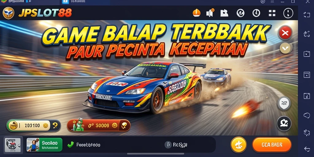 Screenshot JPSLOT88 menampilkan aksi mendebarkan di lintasan balap.