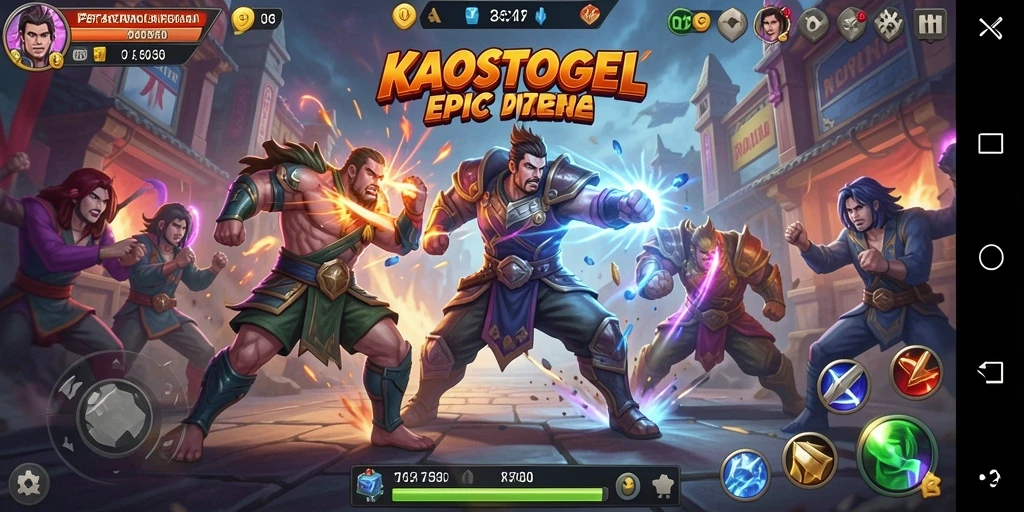 Menampilkan karakter pertarungan dan aksi seru di arena KAOSTOGEL.