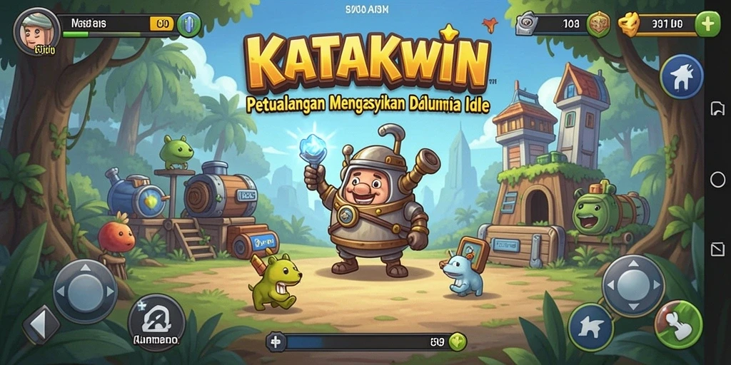 Screenshot gameplay KATAKWIN menampilkan katak lucu mengumpulkan poin.