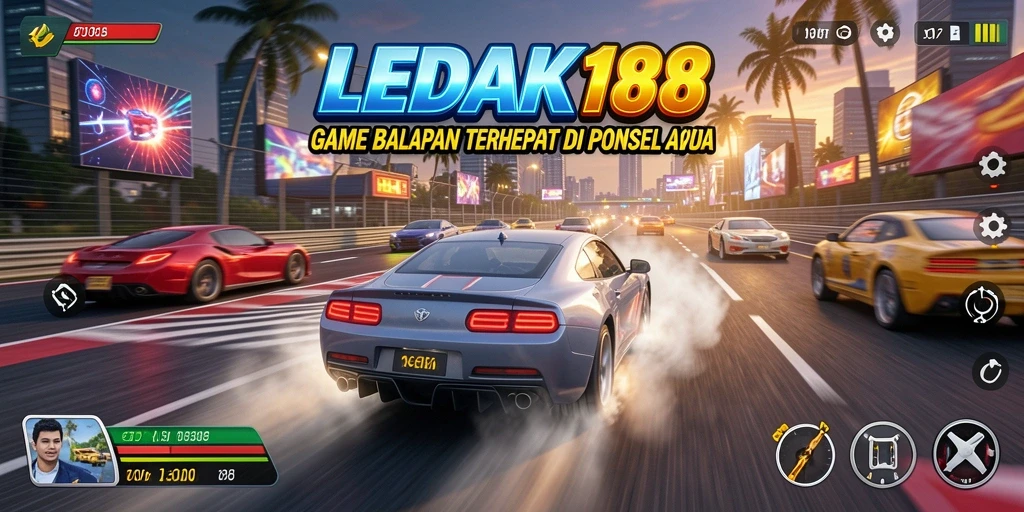 Screenshot gameplay balapan yang mendebarkan dari LEDAK188.