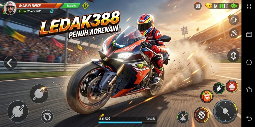 Tampilan gameplay LEDAK388 yang seru dan menegangkan di lintasan balap.