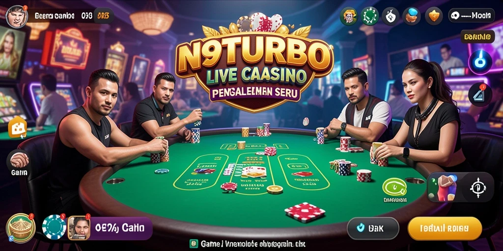Tampilan gameplay N9TURBO dengan dealer langsung dan permainan yang menarik.