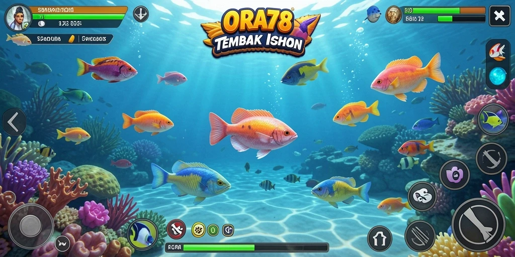 Screenshot gameplay ORA78 menampilkan serunya menembak ikan.