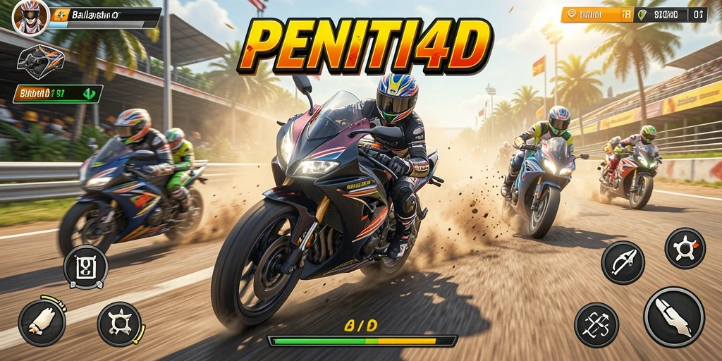 Gameplay seru balapan motor di PENITI4D yang penuh tantangan.