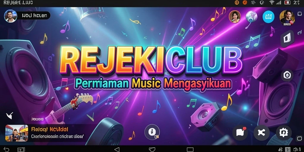 Tampilan gameplay menarik dari REJEKICLUB dengan warna-warni lagu musik.