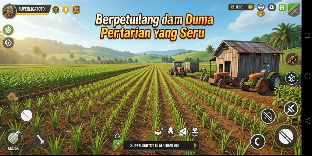 Tampilan gameplay SUPERLIGATOTO yang menarik dan penuh warna.