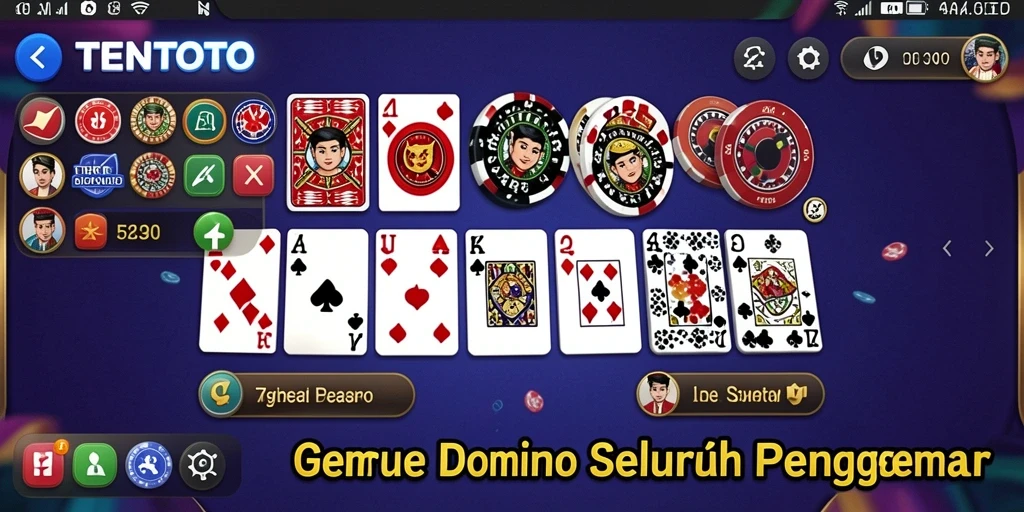 Screenshot gameplay TENTOTO yang menampilkan serunya bermain Domino.
