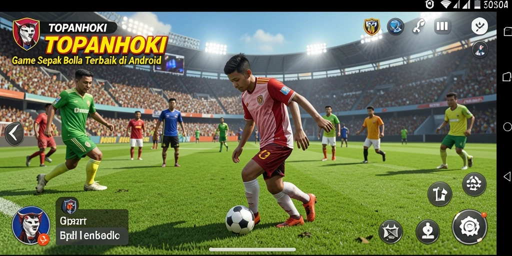 Gameplay seru dalam TOPANHOKI dengan aksi sepak bola yang mendebarkan.